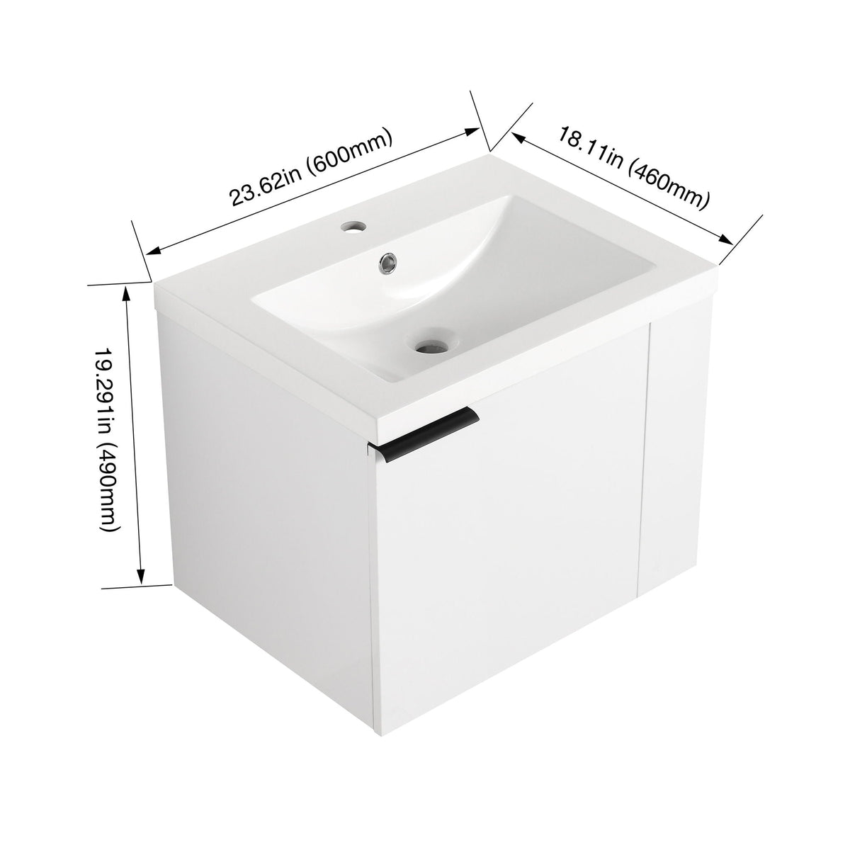 Modern Bathroom Vanity with Side Storage - Light Brown or White