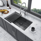 Black Undermount Kitchen Sink with Soundproof Pads - Stainless Steel