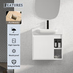 24'' Wall-Mounted Bathroom Vanity with Ceramic Sink - Glossy White