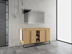 60-Inch Freestanding Bathroom Cabinet with Soft Close Doors & Open Storage - Oak