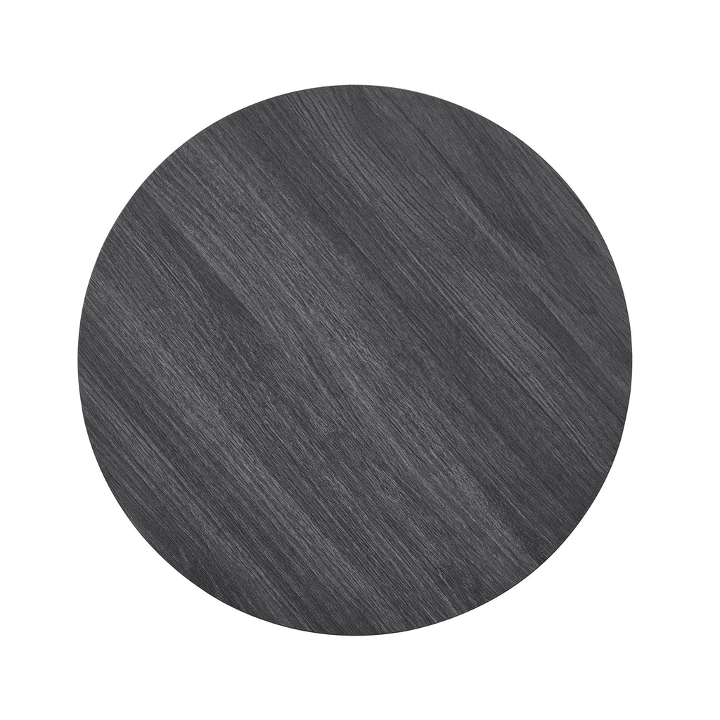 Contemporary 3 Piece Coffee Table Set with Oval Wood Shelf - Charcoal