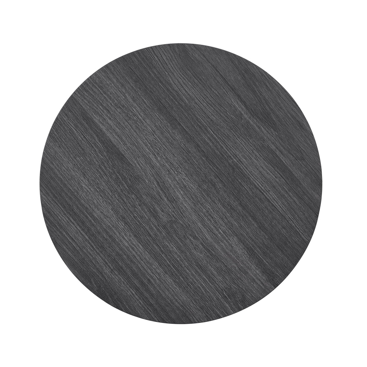 Contemporary 3 Piece Coffee Table Set with Oval Wood Shelf - Charcoal