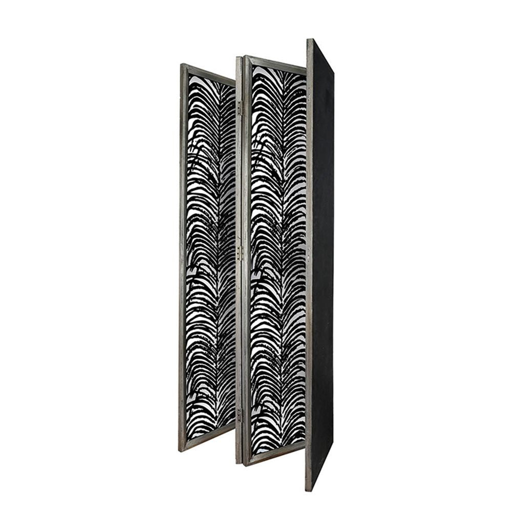 Herero 4 Panel Decorative Room Divider with Glass and MDF - Black