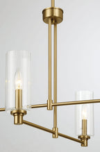 Enigma 4 Lights Chandelier With Clear Ribbed Satin - Antique Brass