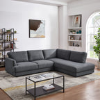 Comfortable Cozy Sectional Sofa with Solid Wood Frame - Pearl Silver or Dark Gray