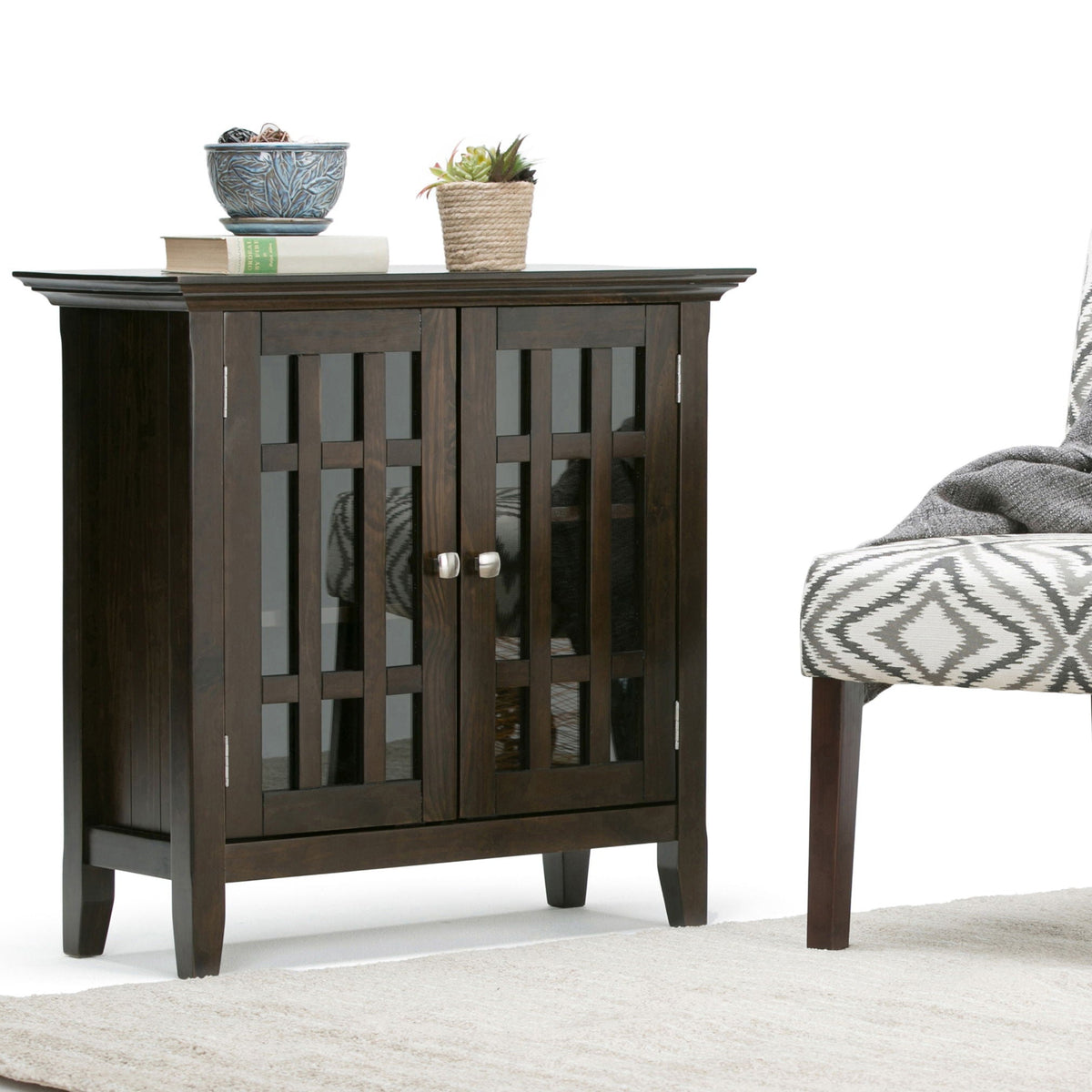 Storage Media Cabinet with Adjustable Shelves - Dark Brown, Light Brown, Dark Gray
