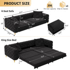 Convertible 3-in-1 Sleeper Sofa Set with Movable Ottoman - Multiple Colors