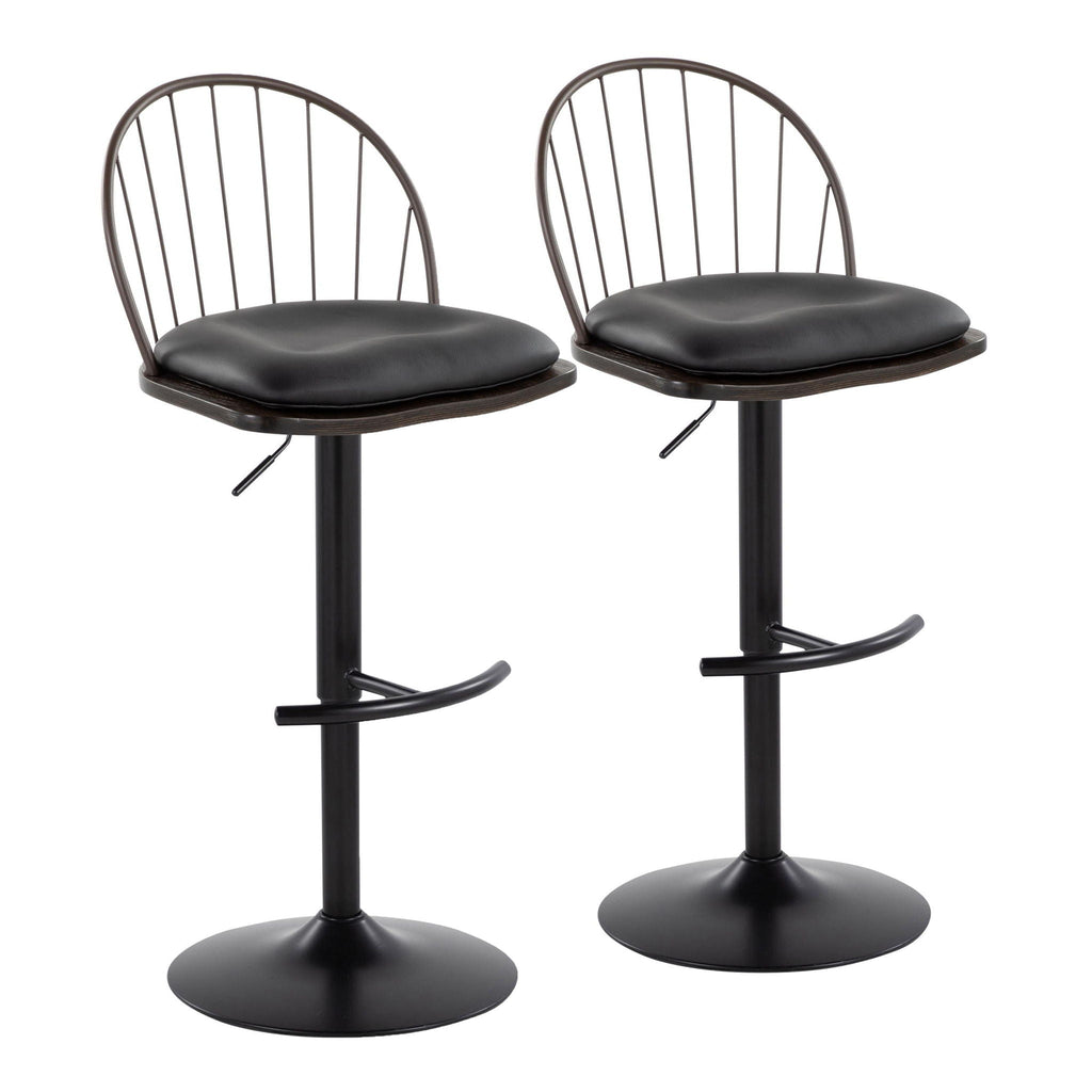 Farmhouse Adjustable Height Barstool Set with Swivel - Bronze or Black