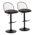 Farmhouse Adjustable Height Barstool Set with Swivel - Bronze or Black