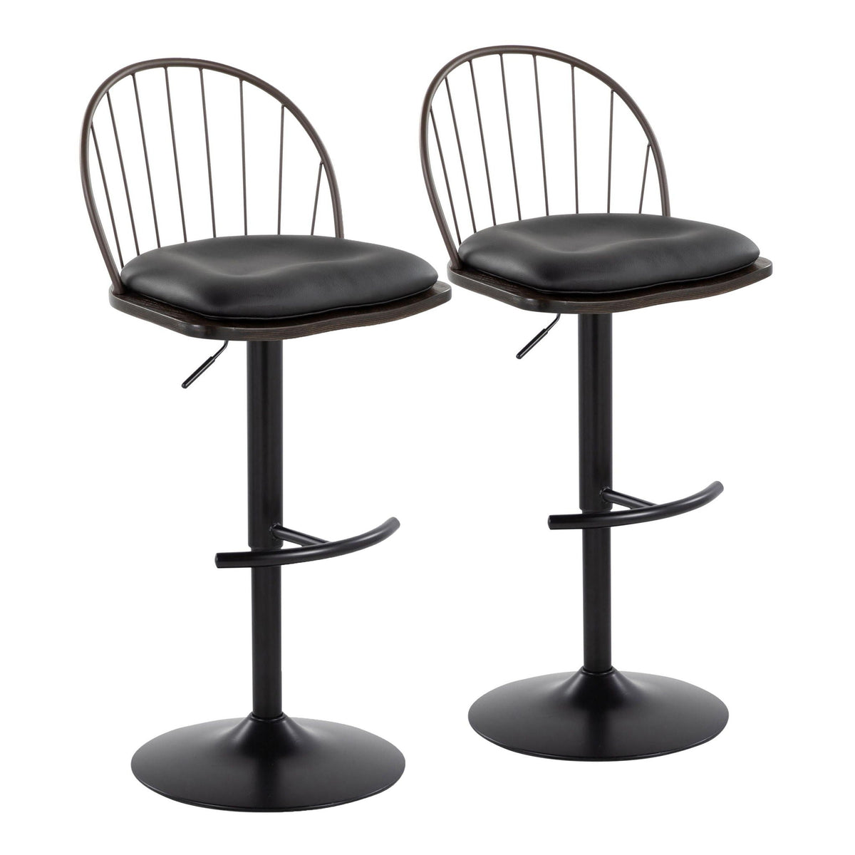 Farmhouse Adjustable Height Barstool Set with Swivel - Bronze or Black