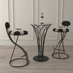 Upholstered S-shaped Barstools Set of 2 with Velvet Football Print - Black