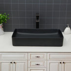 Modern Ceramic Rectangular Bathroom Vessel Sink with European Design - White or Black