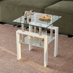 Tempered Glass Coffee Table with Storage - Black or White
