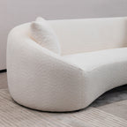 Curved 3 Seater Sofa for Living Room with Deep Seating - White