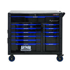 12 Layer Drawer Multi Purpose Tool Cart with Wheels and Iron Top - Black / Blue