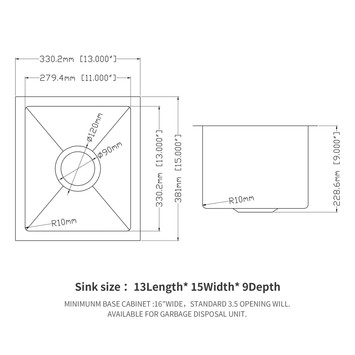 Modern Undermount Stainless Steel Kitchen Sink 16 Gauge, Deep Single Bowl - Gray