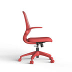 Ergonomic Office Chair with Mesh Back and Flipping Armrests - Red