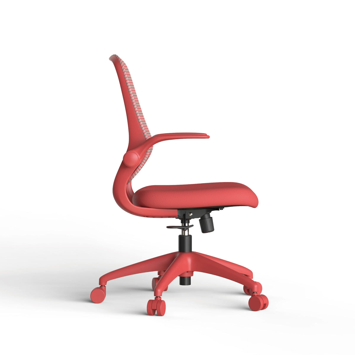 Ergonomic Office Chair with Mesh Back and Flipping Armrests - Red
