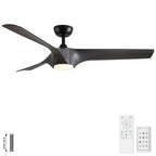 Reversible Quiet Motor Ceiling Fan Light with ABS Blades - Black