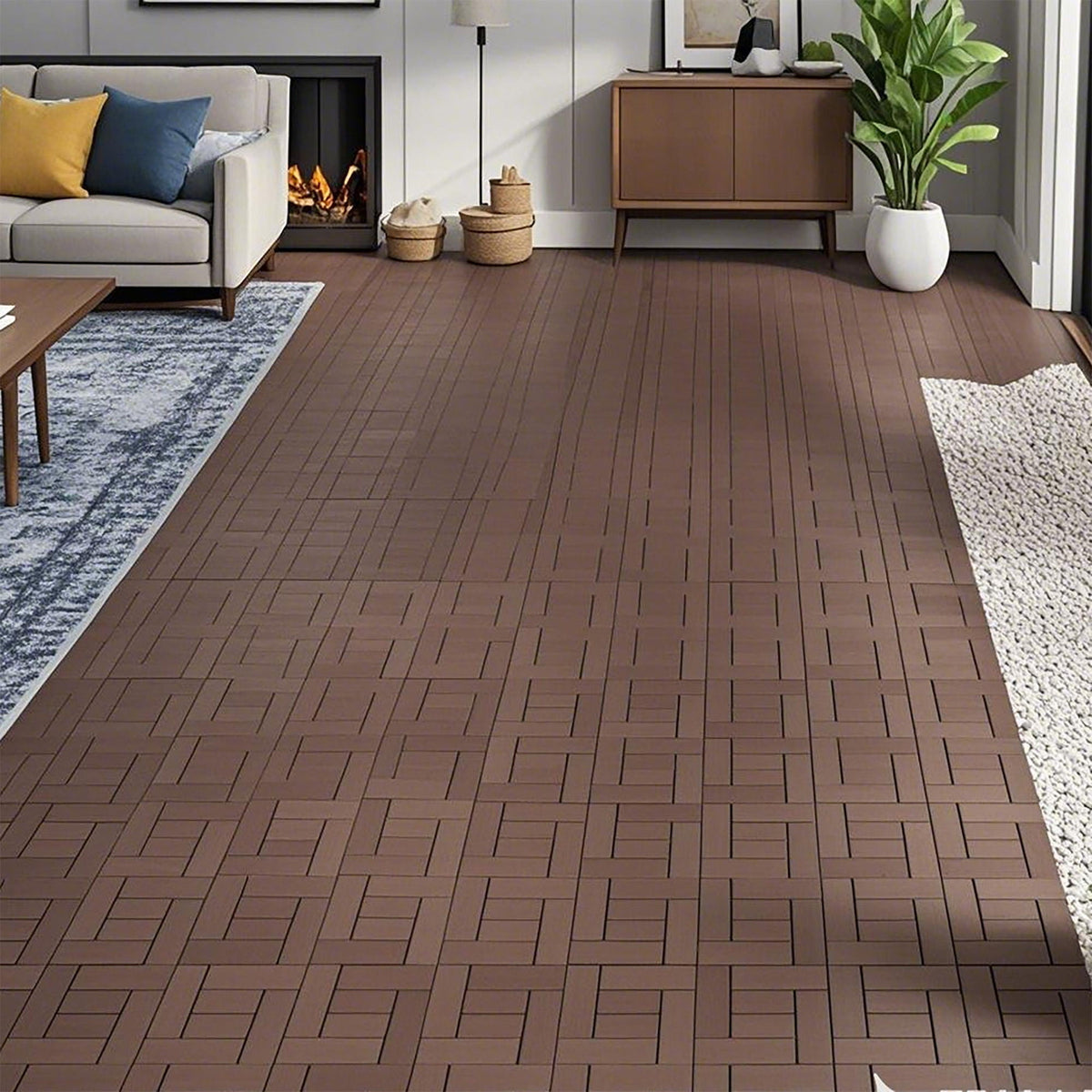 Interlocking Deck Tiles with Anti-Slip Surface - Dark Gray or Dark Brown