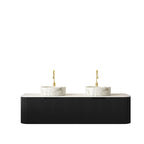 Dina 60" Bathroom Vanity with Sinks and Storage - Black, Carrara White, Stone White or Natural Wood, White