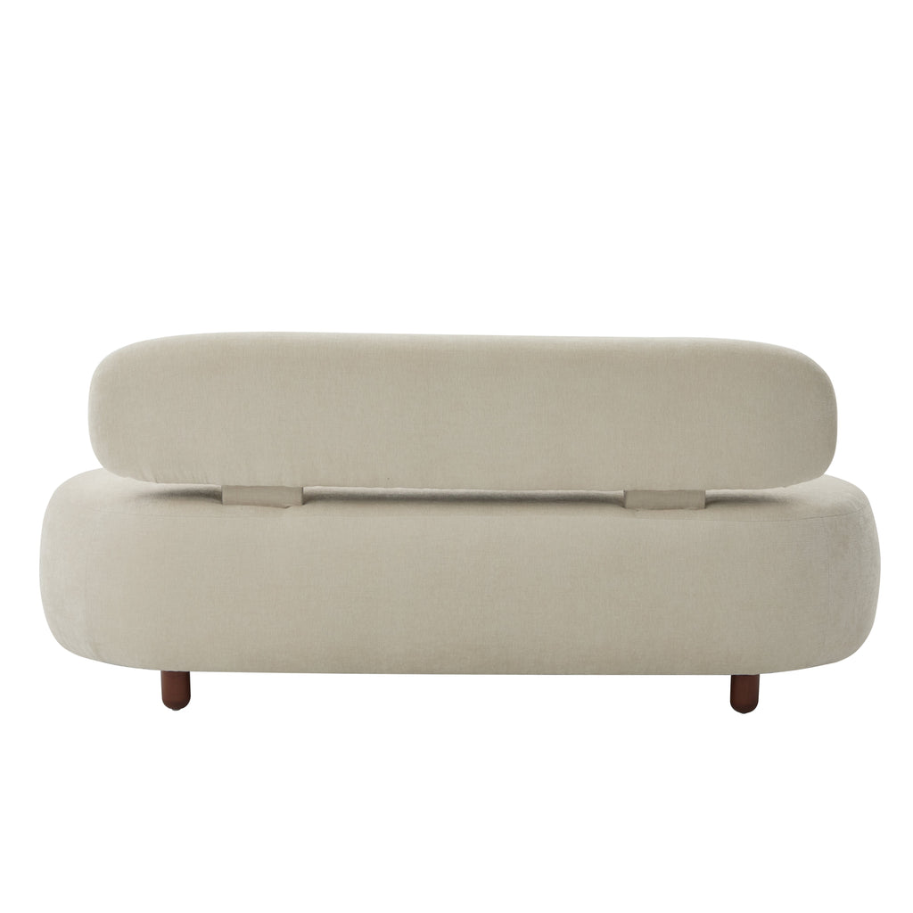 Modern Curved Upholstered Chenille Sofa with Wood Frame - Beige or Nomad