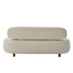 Modern Curved Upholstered Chenille Sofa with Wood Frame - Beige or Nomad