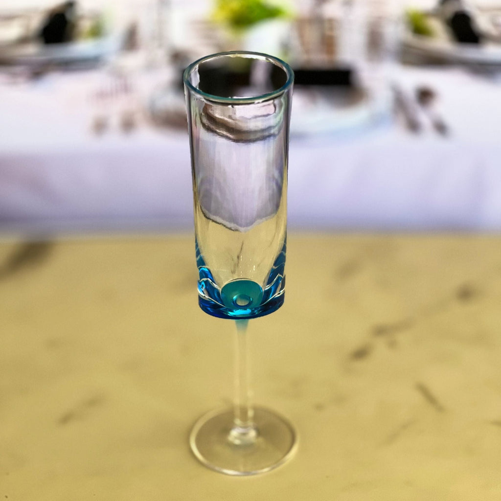 Oval Halo Acrylic Champagne Flutes with Unbreakable Design - Blue or White