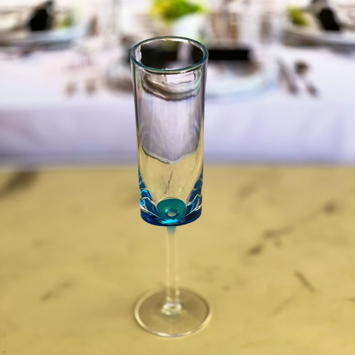 Oval Halo Acrylic Champagne Flutes with Unbreakable Design - Blue or White