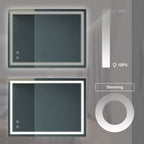 Bathroom Vanity Mirror with Front Lighting and Anti-Fog - Pearl Silver