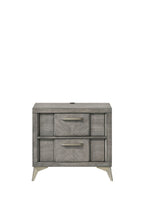 Gray 2 Drawer Nightstand with Bookmatched Veneers and USB Port