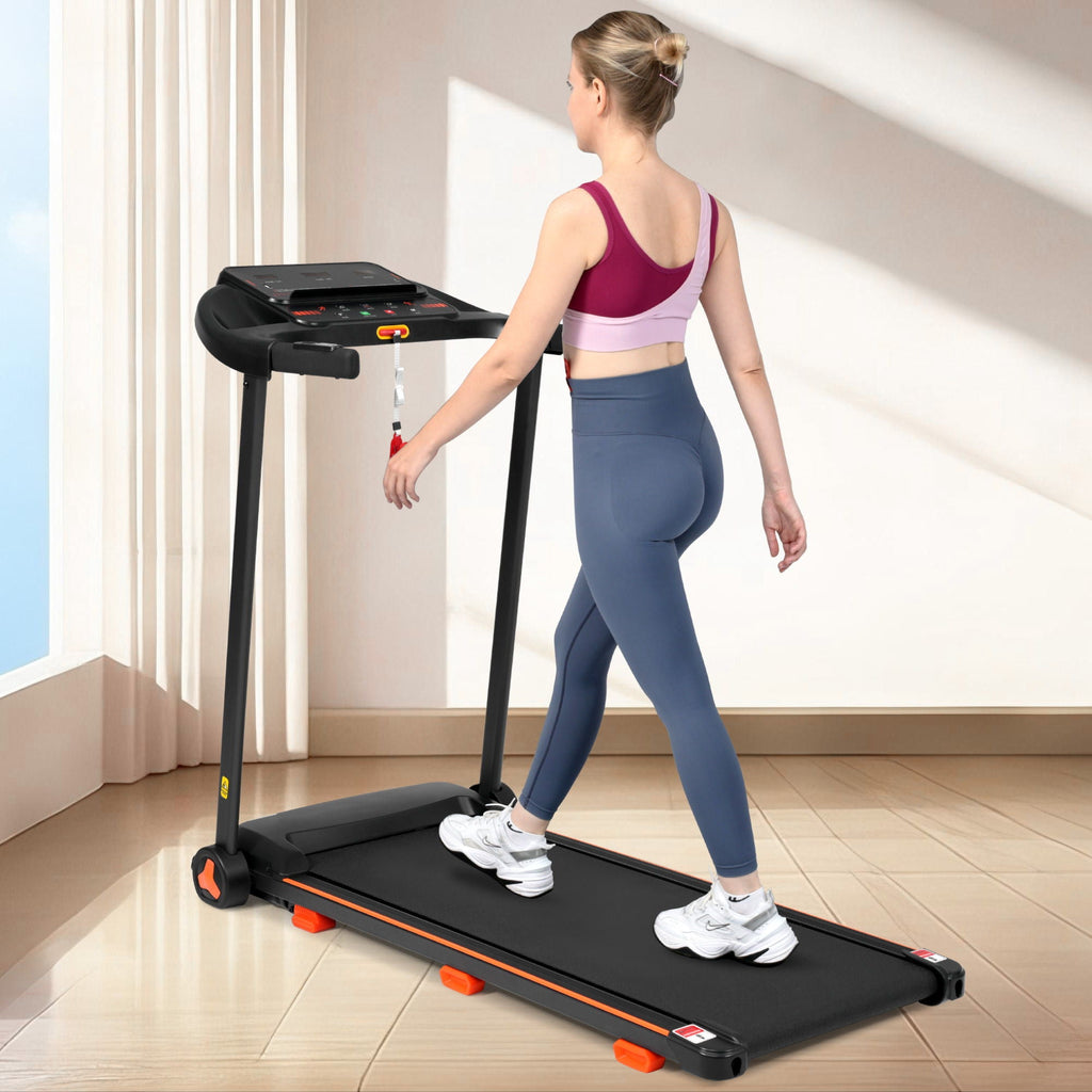2.5Hp Quiet Folding Treadmill with Heart Rate Sensor - Black