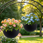 Self Watering Hanging Planter with Water Level Indicator - White, Black, or Dark Brown