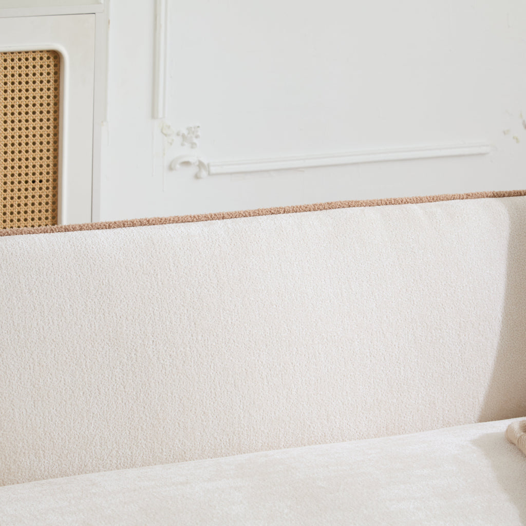 82" Curved Boucle Sofa with Soft Cushions - White