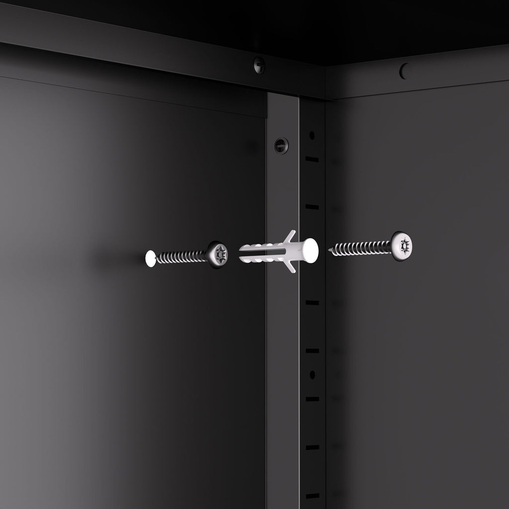 Steel Garage Storage Cabinet with Adjustable Shelves and Lock – Black or White