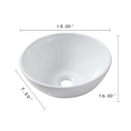 Modern Ceramic Circular Vessel Bathroom Sink with Stain Resistant Finish - White