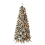 Snowy Cascading Christmas Trees 3-Piece Set with Flocked Hinged Branches - White