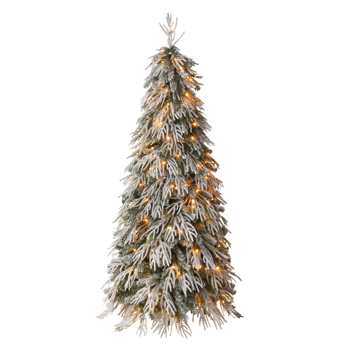 Snowy Cascading Christmas Trees 3-Piece Set with Flocked Hinged Branches - White