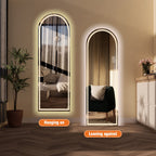 Arch Design LED Full Length Mirror with Dimmable LED Lights - Silver