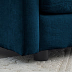 Modular U Shaped 5-Seater Sectional Sofa with Ottoman - Blue Chenille
