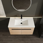 Bathroom Vanity Set with Resin Countertop Sink and 2 Doors - Light Brown Oak