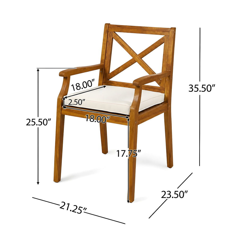 9-Piece Acacia Wood Outdoor Patio Dining Set with X-Back Chairs - Teak Finish