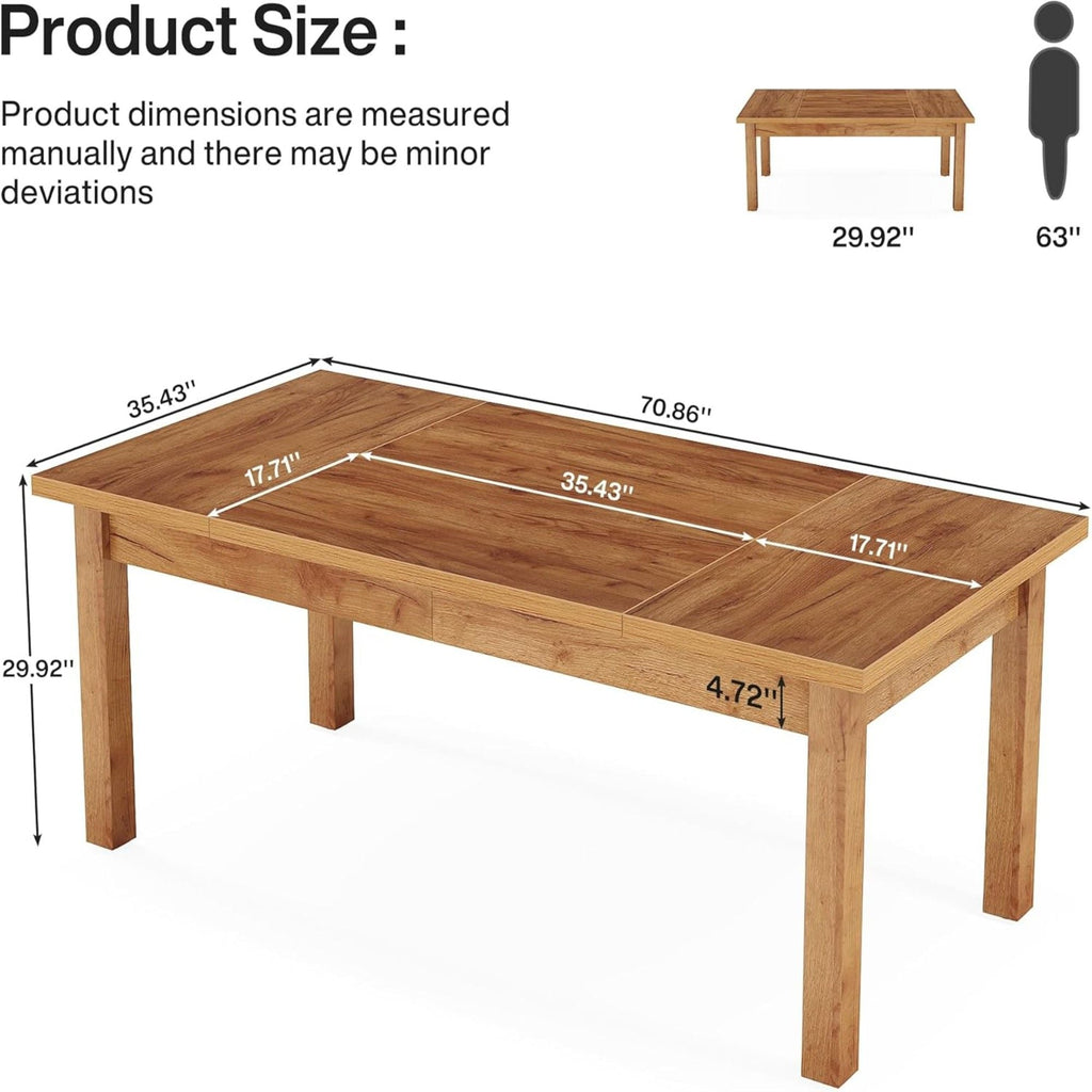Executive Desk with Solid Wood Legs - Natural Light Brown