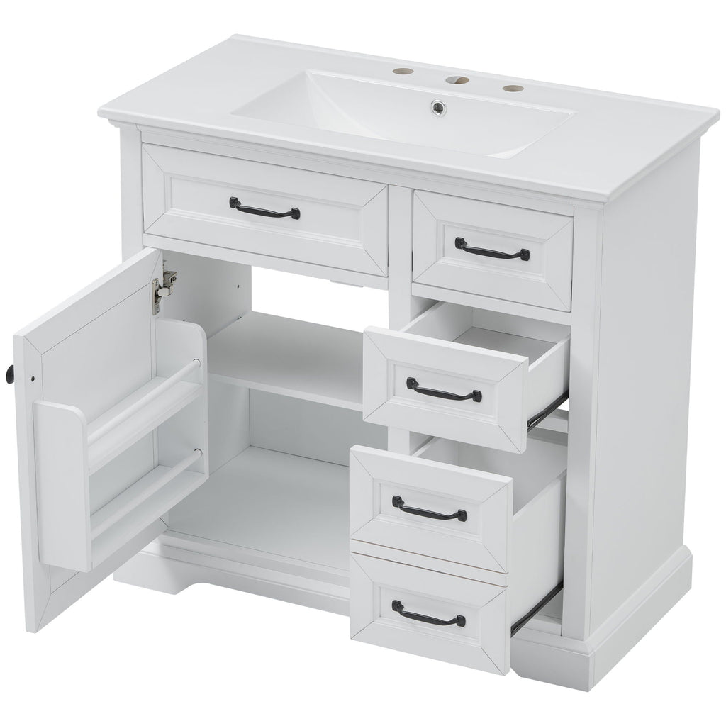 36" Bathroom Vanity with Sink and Soft Close Hinges - Dark Gray or White
