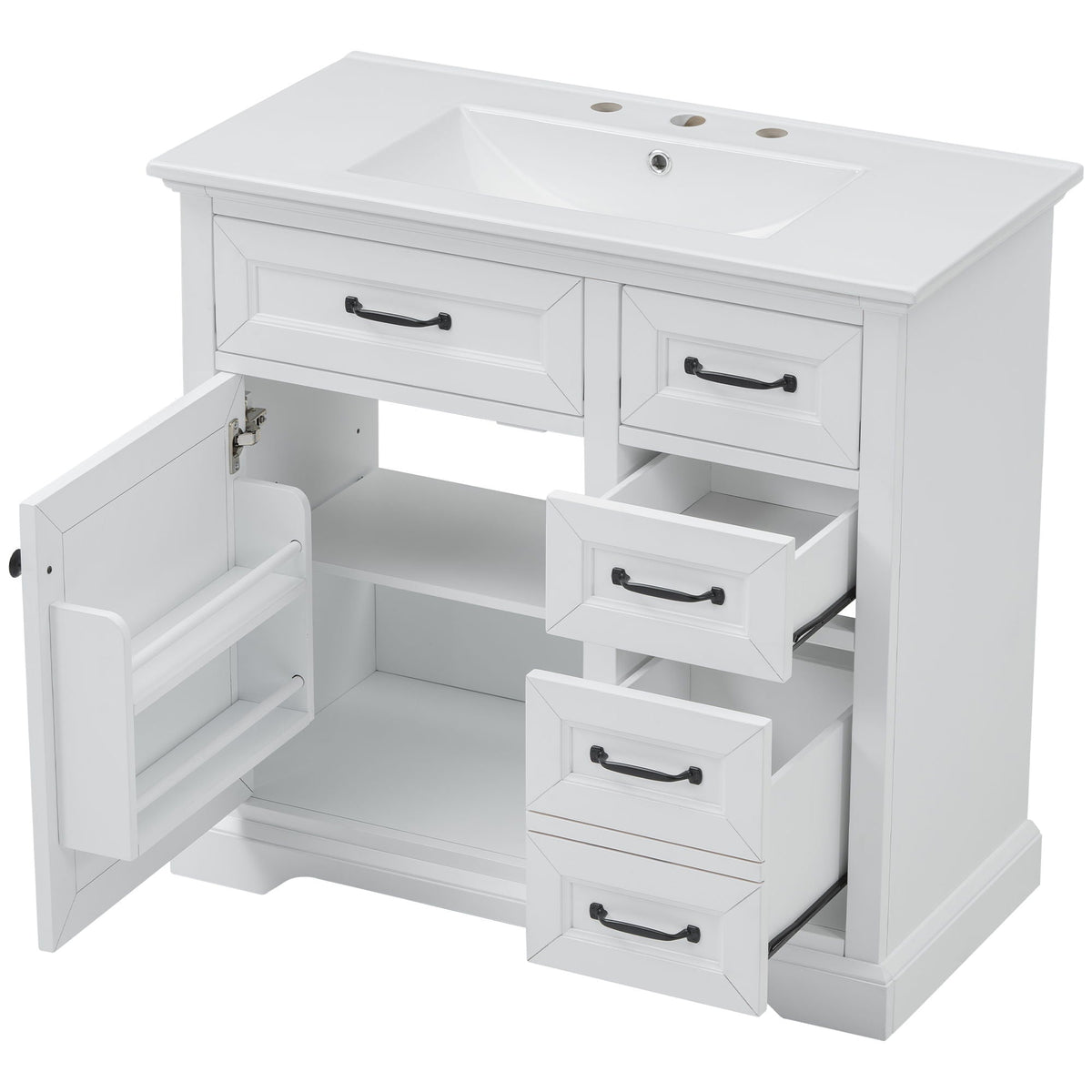 36" Bathroom Vanity with Sink and Soft Close Hinges - Dark Gray or White