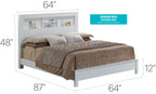 Transitional Storage Bed with Headboard Shelving - Multiple Colors