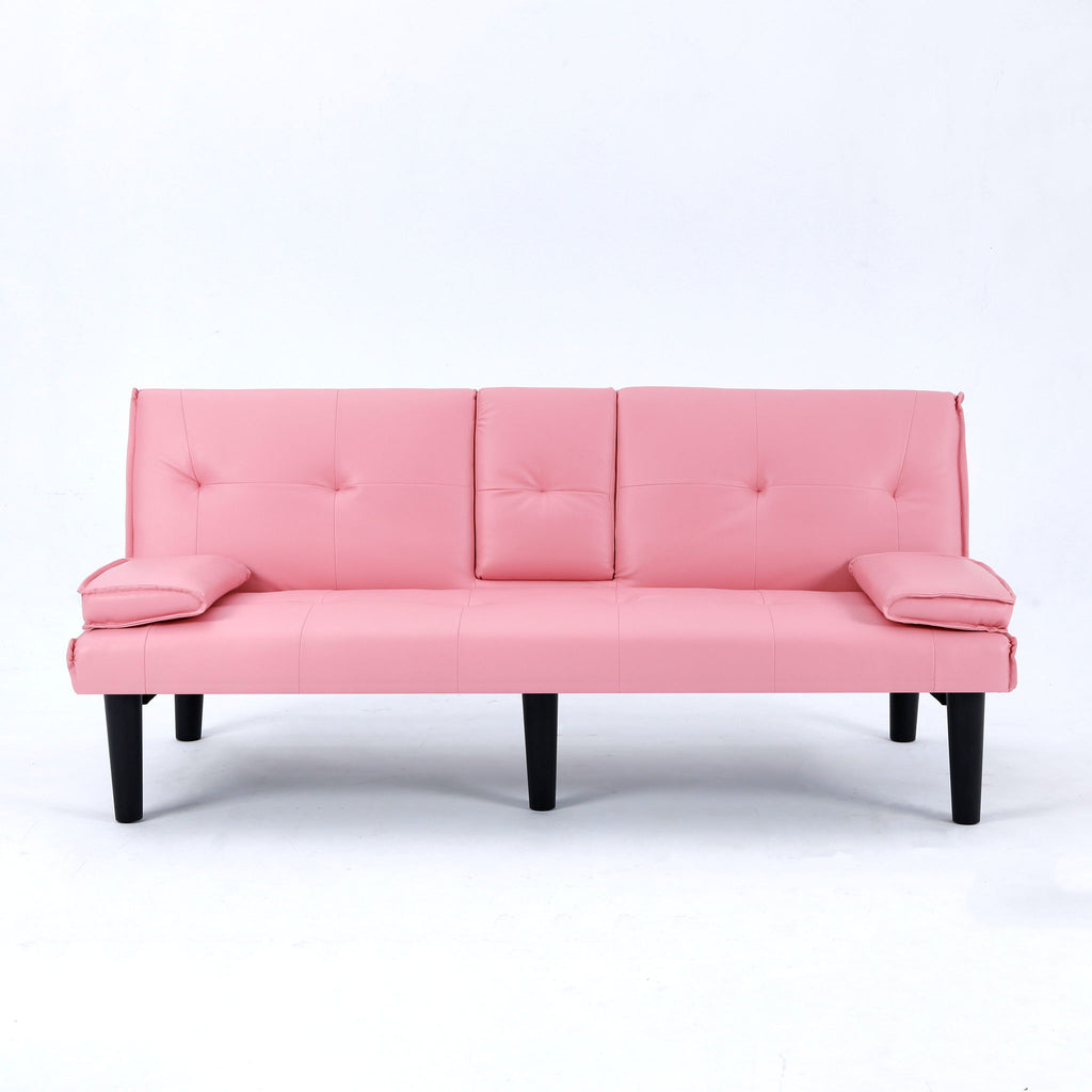 Foldable Sofa Bed with Cup Holder and Solid Wood Frame - Multiple Colors