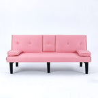 Foldable Sofa Bed with Cup Holder and Solid Wood Frame - Multiple Colors
