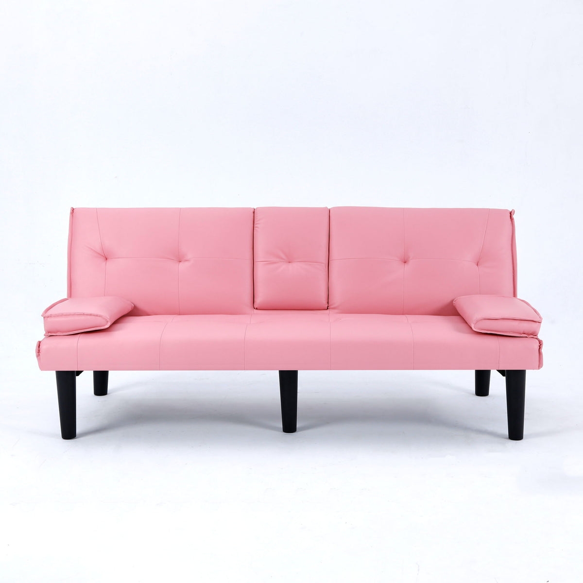 Foldable Sofa Bed with Cup Holder and Solid Wood Frame - Multiple Colors