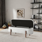 Ivory Storage Bench with Hidden Storage - Boucle Upholstery